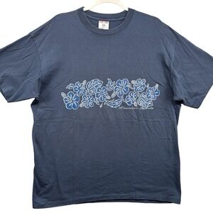 Vintage Hawaiian Legends Shirt Mens 2XL Blue Floral Made USA 90s Surf Y2K